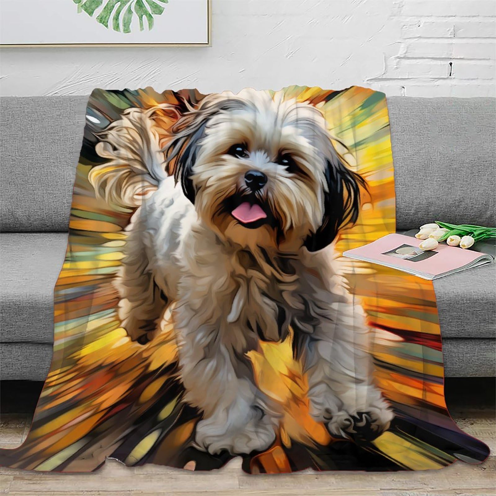 3D Printed Maltese Throw Blanket Fluffy Soft Cozy Super Soft Cozy Fuzzy Warm Throws with Anti-wrinkle/anti-tarnishing Lightweight Kids Boys Girls Christmas Birthday Present Present 60x80inch(150x200cm