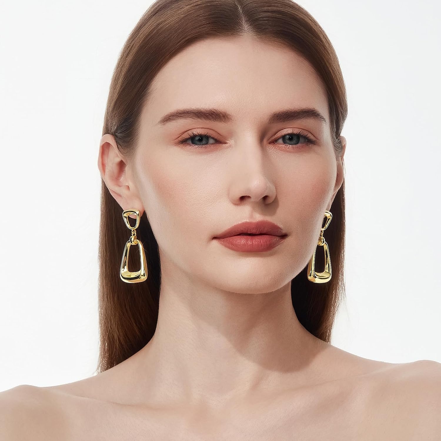 Cicy Bell Huggie Hoop Earrings for Women 18k Gold Plated Trendy Chunky Personalized Statement Drop Earrings for Gifts - Image 4