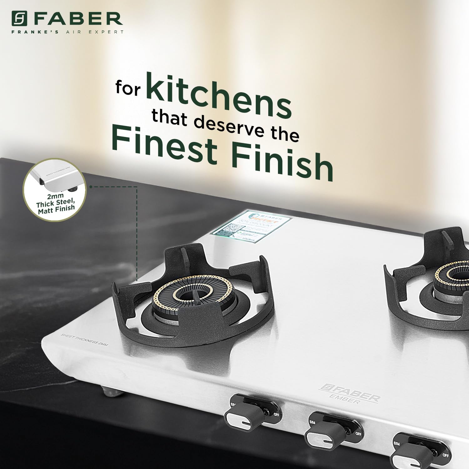 Faber Ember Stainless Steel Cooktop - 3 Burners -6