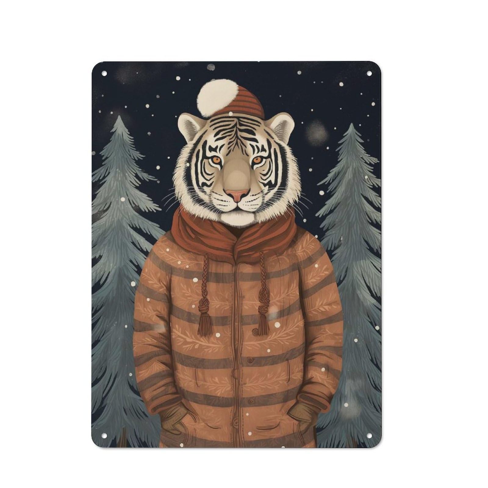 Junmoney Vintage Tiger Xmas Country Country Metal Sign 40X30cm, Farmhouse Wall Decor For Farmhouse Kitchen, Pantry Or Dining Area
