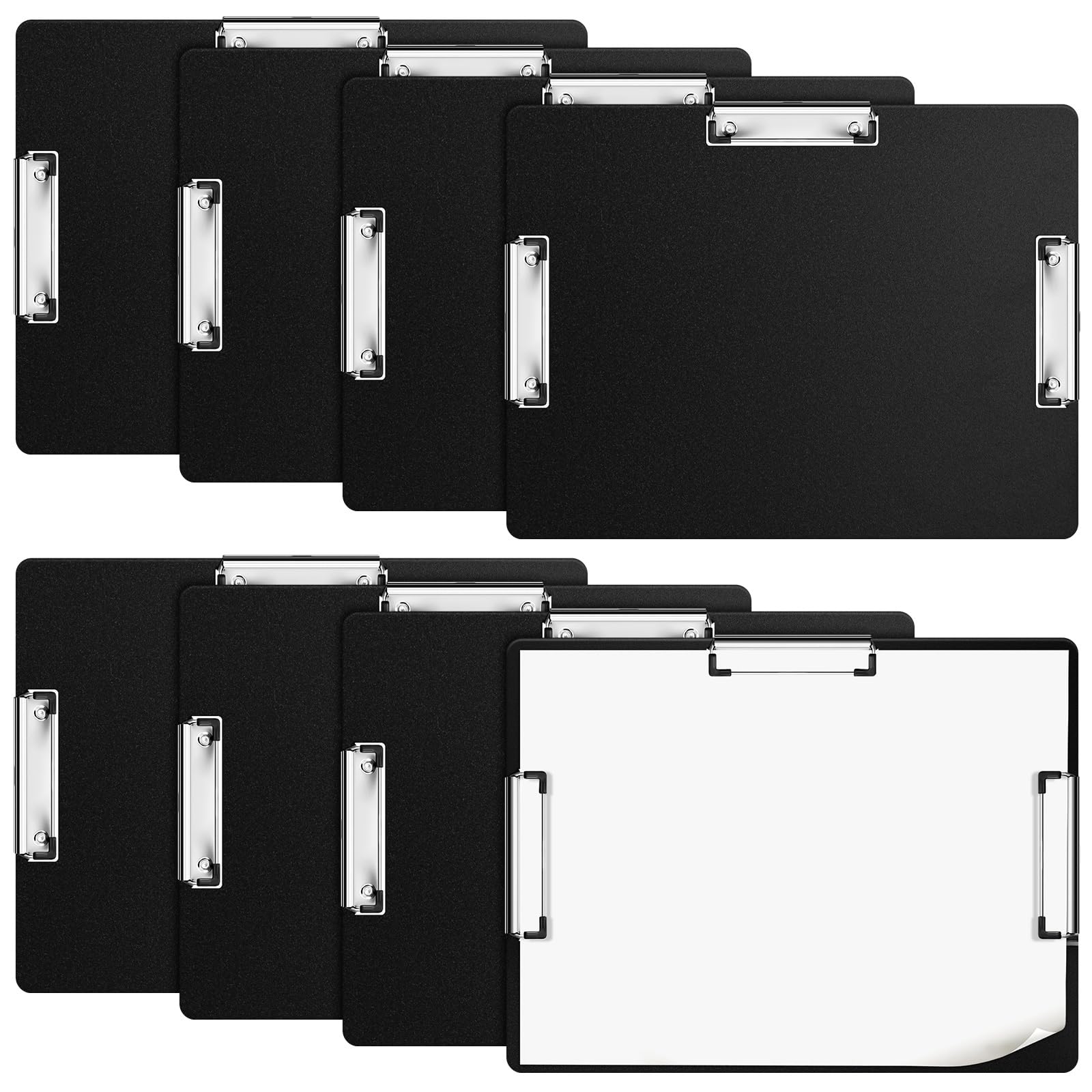 Tenceur Portablocco extra large 28 x 43 cm – Portablocco orizzontale in plastica con tre clip per scuola, ufficio, casa e insegnanti (8 pezzi)