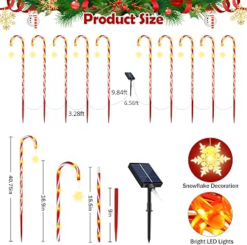 HELESIN Solar Candy Cane Pathway Lights Outdoor 40.75in 110 LED Higher Christmas Candy Cane Lights, 8 Modes Timer Remote, Solar & USB Charging Christmas Waterproof for Patio Garden Pathway