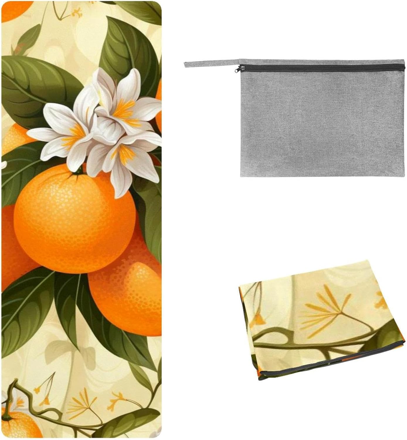 Yoga Towel, Orange Pattern Non Slip Sweat Absorbent Hot Yoga Mat Towel for Hot Yoga, Pilates and Fitness - 72.8" x 26.8"