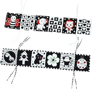 TOYANDONA 2 Pçs Livro De Pano Mastigável Para Bebê Brinquedos Preto E Branco De Brinquedo Infantil Livros De Pano Para Bebê Livro De Pano Para Educação Infantil Livros De Pano Interativos