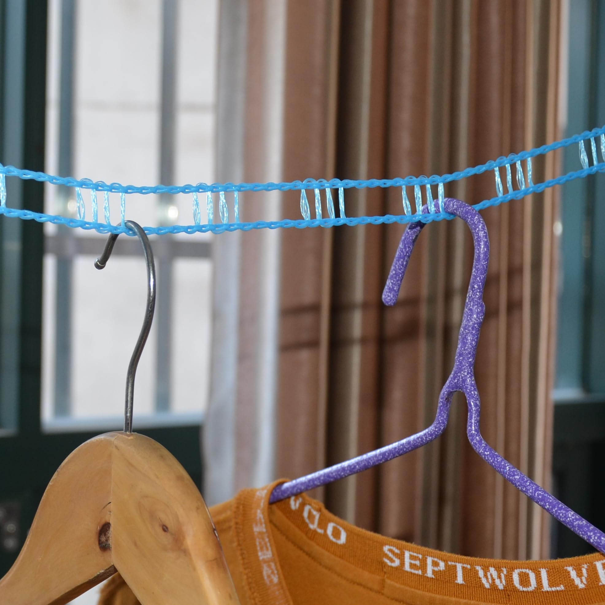 4 Stendibiancheria Portatili Da 5 Metri Per Viaggi E Campeggio – Corde In Nylon Con Ganci Regolabili, Antivento, Per Balcone E Esterno - 3