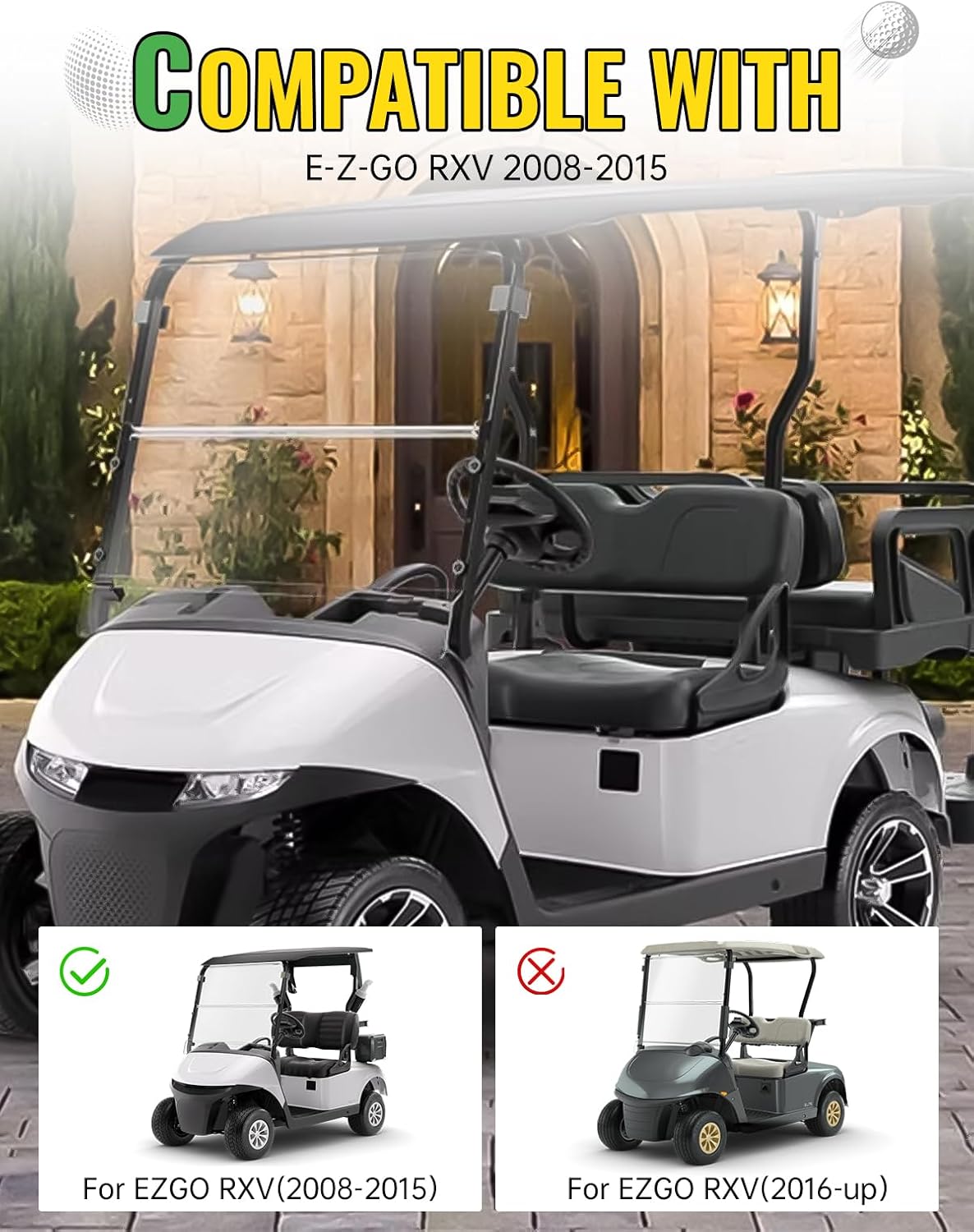 Scuff Guard Plastic Pad Compatible with EZGO RXV Golf Cart 2008-2015 Accessories, Rear Side Guard Panel for EZGO RXV 2008-2015, Replace #601864#604865#601865, 2PCS Driver Passenger Side