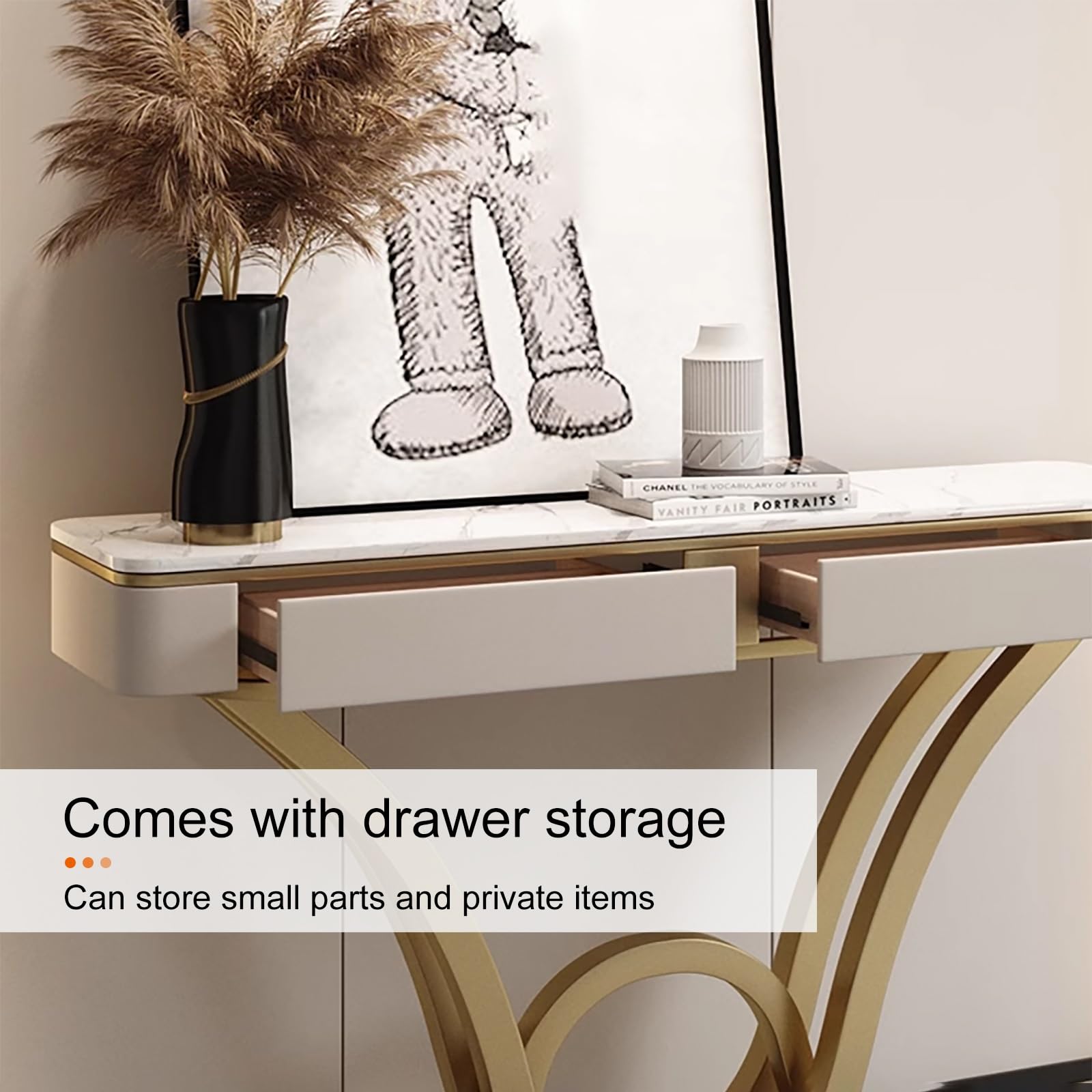 Genérico Consola de Entrada con Dos cajones y Almacenamiento: Elegante Mueble de recibidor para Sala de Estar, vestíbulo y organización de la Entrada.