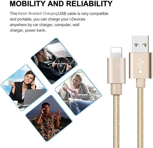 Miniatura 5 de RoFI Cable de teléfono compatible, [2 unidades] de nailon trenzado de carga rápida de 4 pies para teléfono X 8 8 Plus 7 7 Plus 6s 6s Plus 6 6 Plus 5