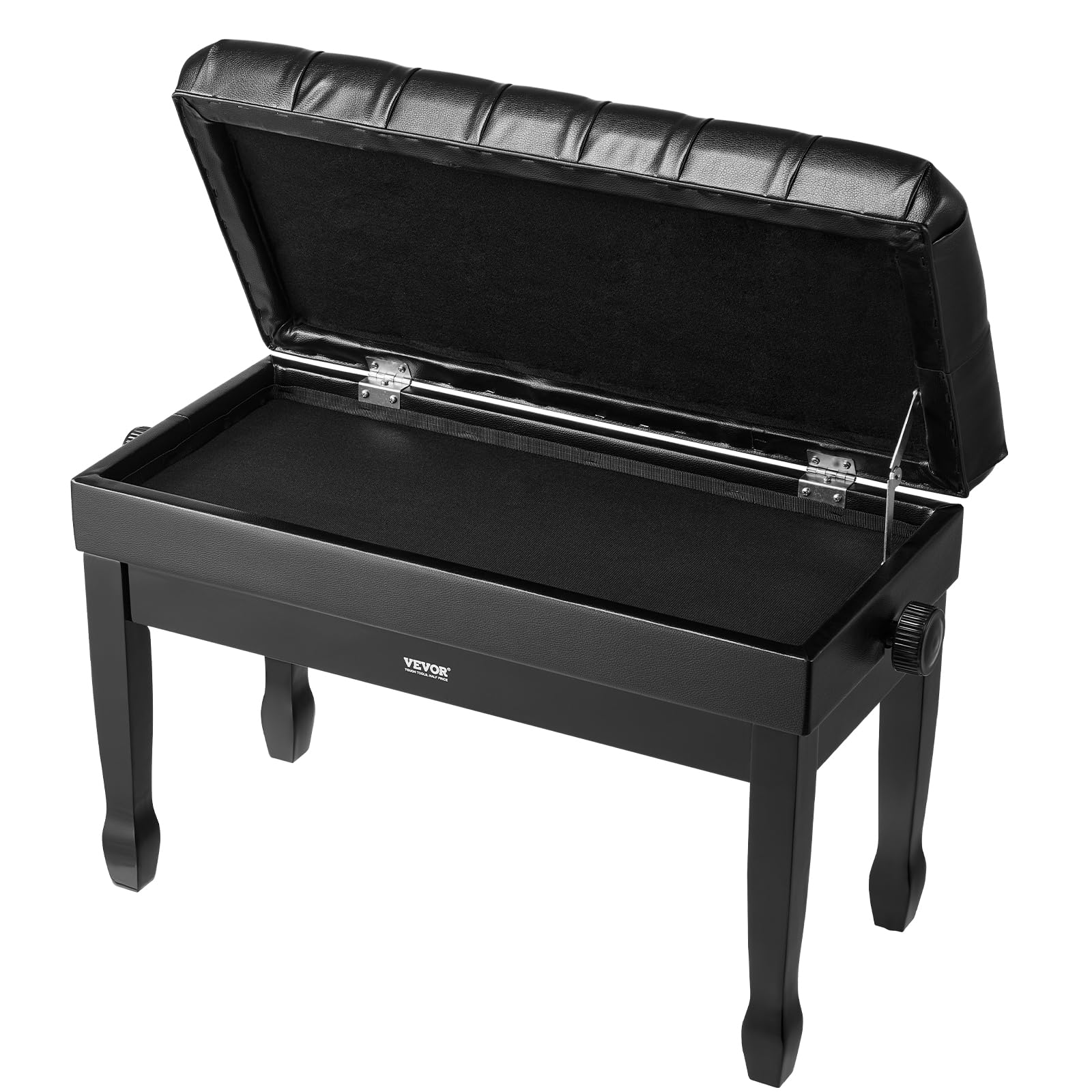VEVOR Ławka fortepianowa 750 x 360 x 515 mm Regulowana wysokość taboret fortepianowy, wyściełana poduszka, drewniana ławka do pianina, przegroda ławki do przechowywania książek muzycznych, sypialnia