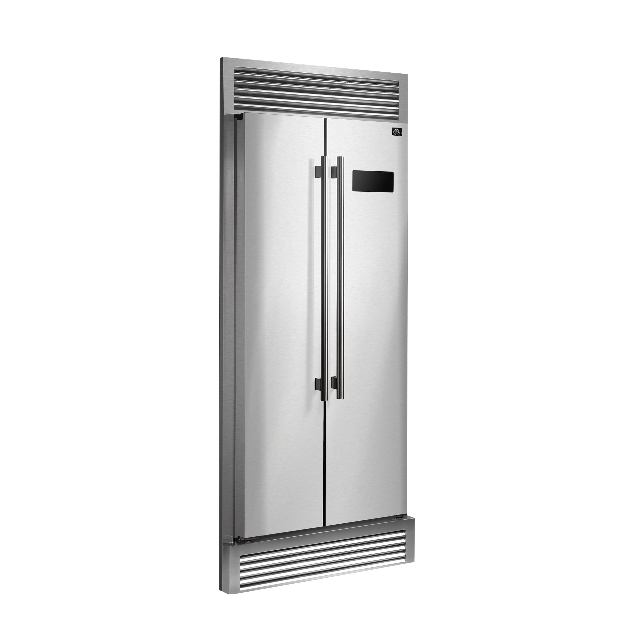 Forno Salerno 37-Inch French Door Refrigerator - 15.6 Cu.Ft. Stainless Steel With LED Touch Control, W/Trim, Fast Cool, Fast Freeze & Spill-Proof Shelves on Fridge.com - View 3