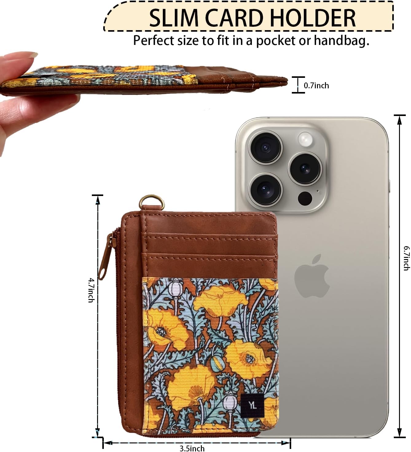 RFID Blocking Slim Wallet for Women - Credit Card Holder with ID Window Dandelion Pattern 7-15 Cards - Image 5