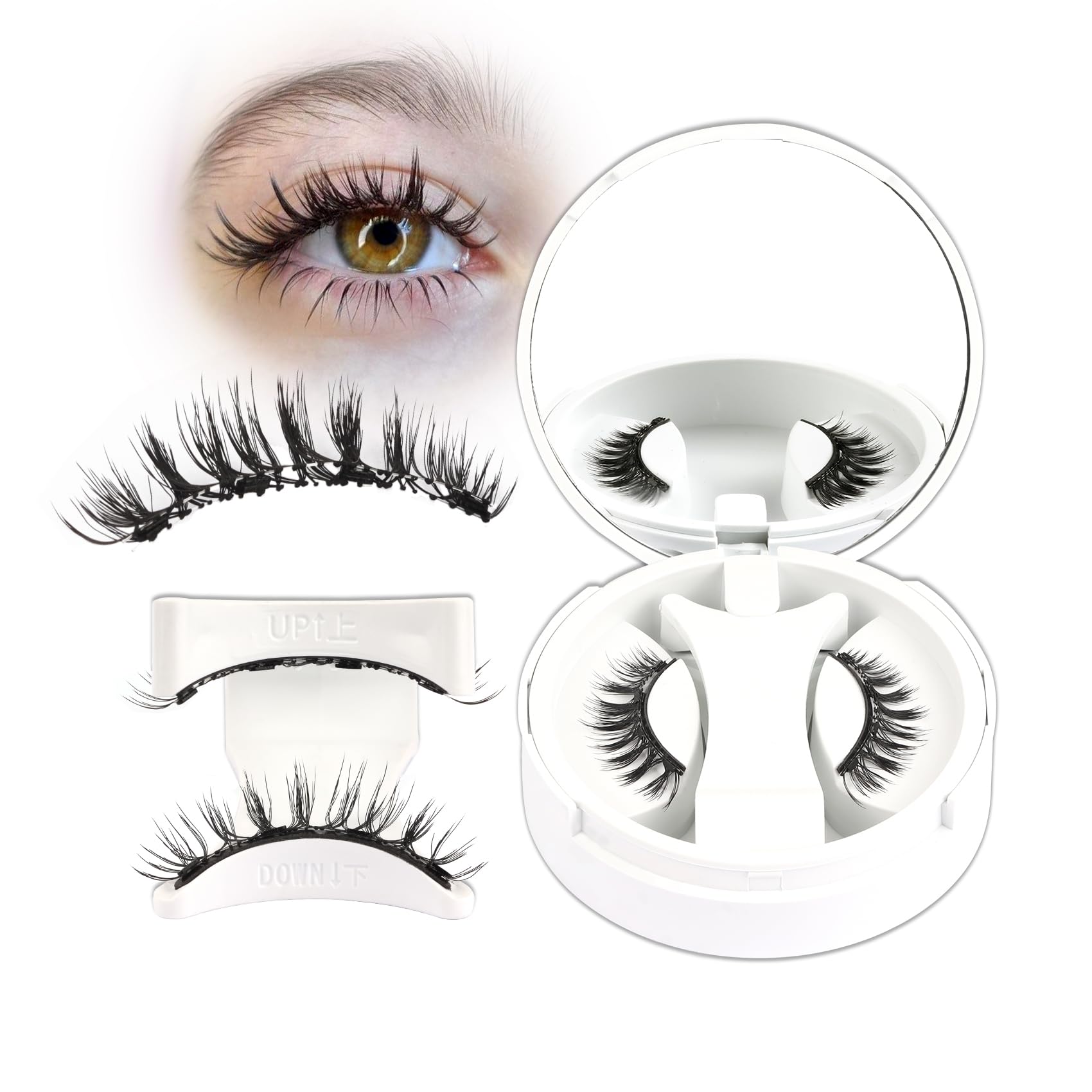 Veleasha Magnetic Eyelashes Manga Lashes Soft Lash Magnetic Lashes with Applicator Natural Look Reusable No Glue Easy to Apply & Remove Spiky False