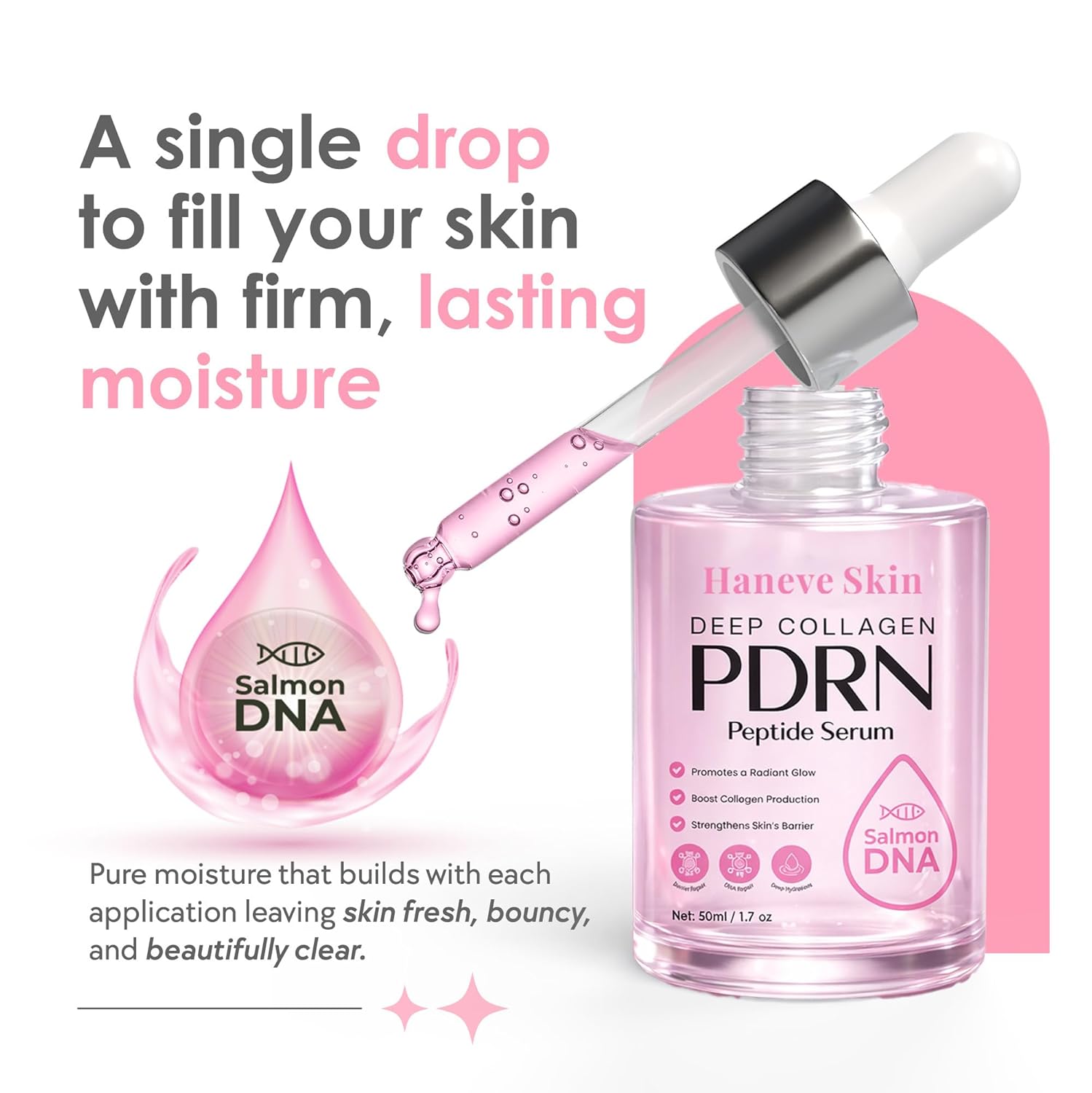 Deep Collagen PDRN Salmon DNA Peptide Serum with Niacinamide – Hydrating Facial Serum with Collagen-Supporting Peptides & Barrier-Strengthening Formula – For Smooth, Radiant, Moisturized Skin – 50ml - Image 4