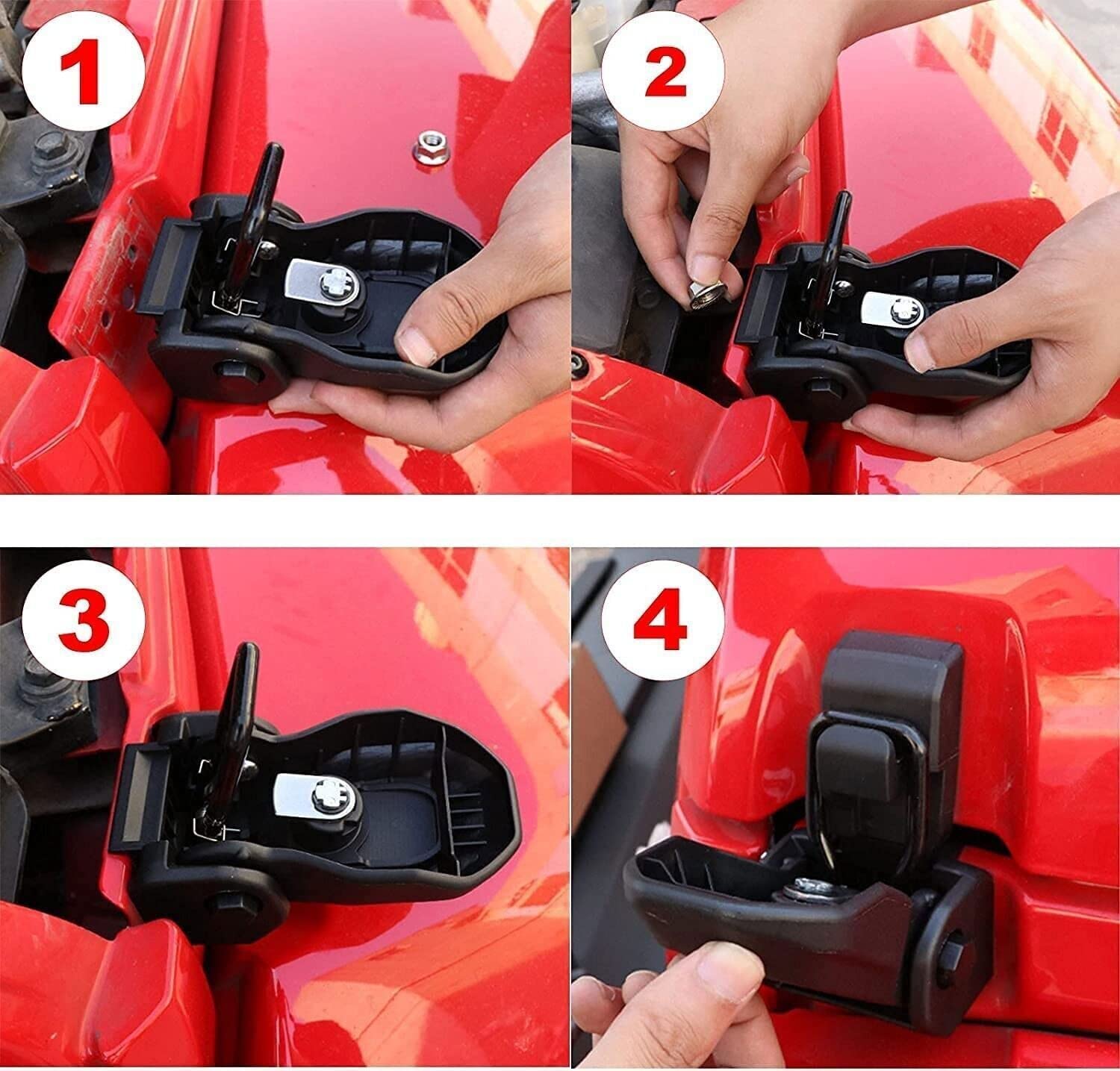 Kit Chiusura Cofano Antifurto per Jeep Wrangler JL JLU 2018-2022 Gladiator JT 2020+, 1 Paio