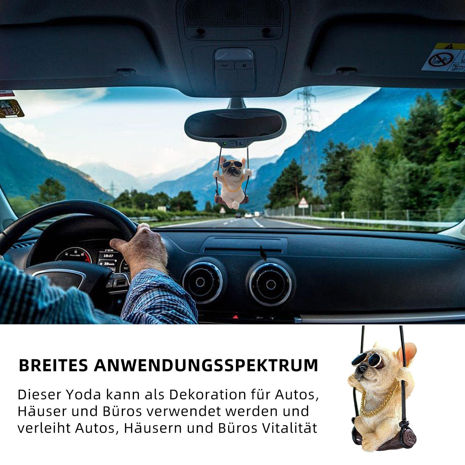 Ciondolo Auto Bulldog Divertente - Ornamento Per Specchietto Retrovisore In Resina | Idea Regalo Per Amanti Degli Animali - Foto 8