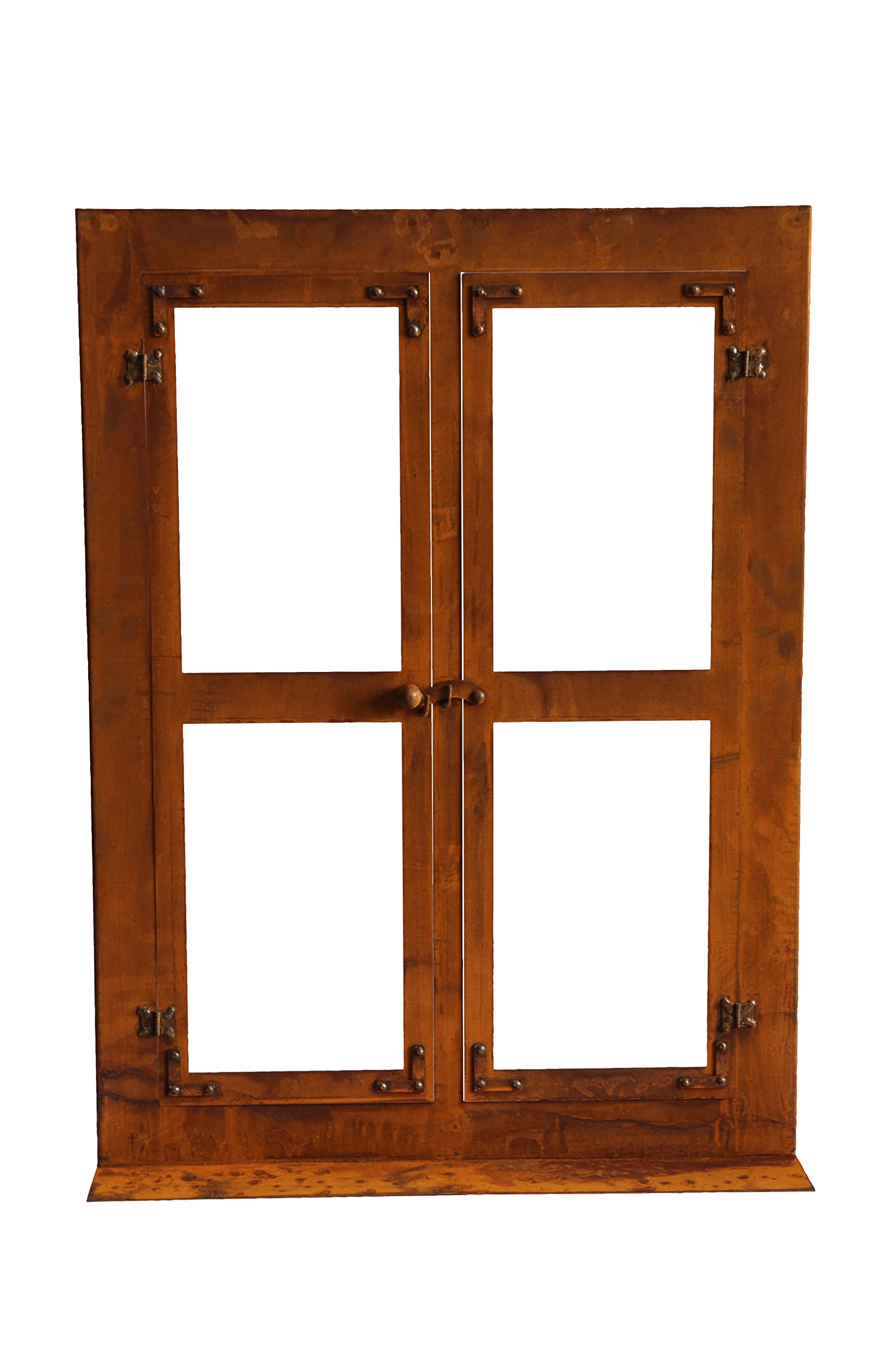 Bornhöft Gartendeko Fenster aus Metall im Rost-Design, 78cm x 59cm, Deko-Fenster Fensterrahmen Edelrost rostige Gartendekartion Eisen