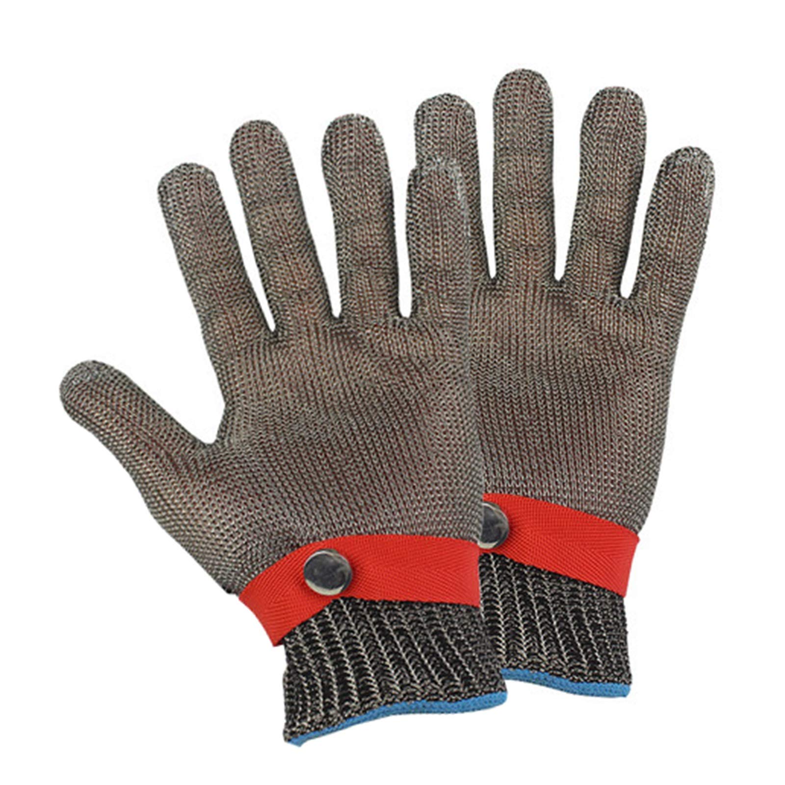 1 Par De Guantes De Acero Antizable 316L, Guantes De Trabajo De Seguridad para El Procesamiento De Carne En Matadero, Correa De Muñeca Ajustable (Size : Large)