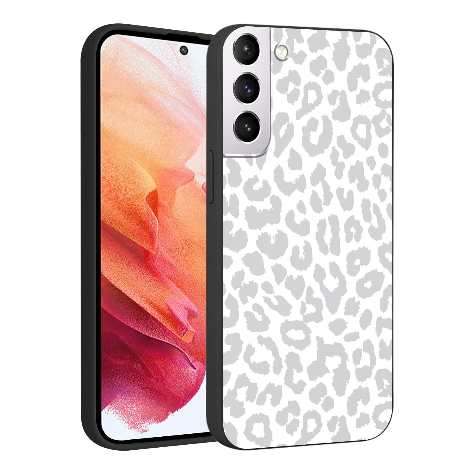 Photo 1 of lioscre Cute Cheetah Print Phone Case for Samsung Galaxy S21 5G 6.2", Aesthetic Coquette Grey Leopard Pattern Design Case Soft Slim Shockproof TPU Protective Funda Cover for Women Girls