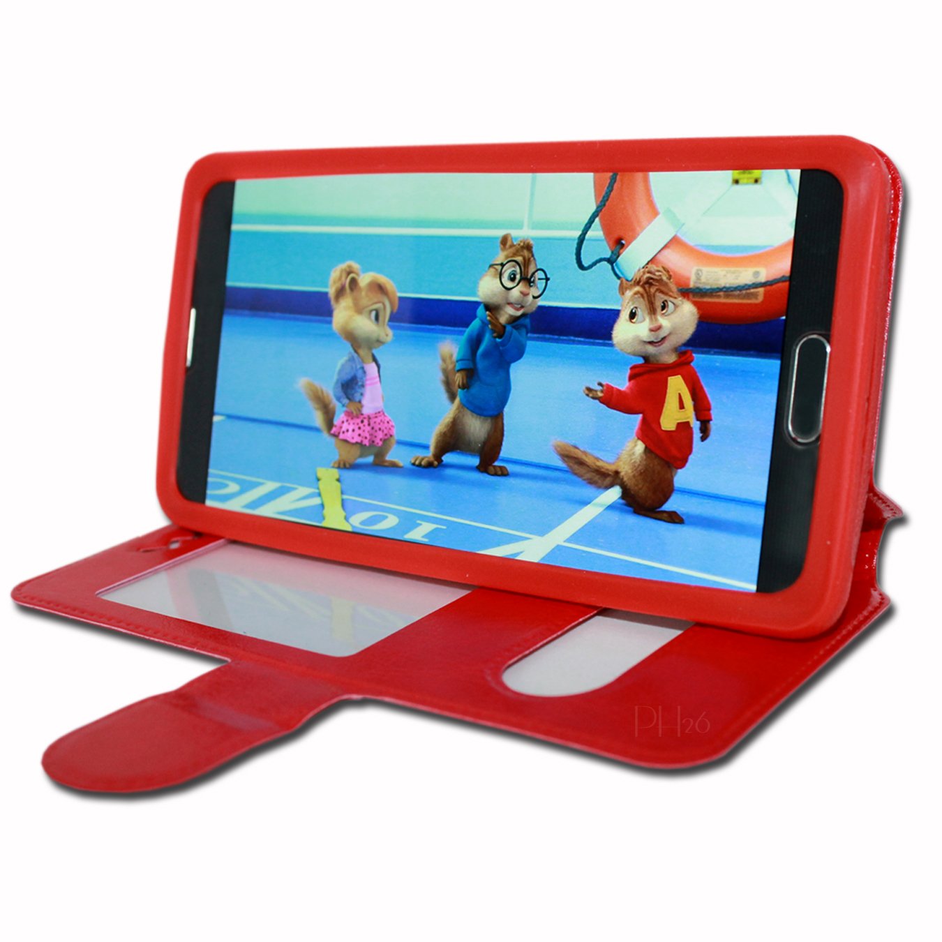 Ph26 Wiko U Pulse Lite - Custodia a libro di qualità, colore: Rosso