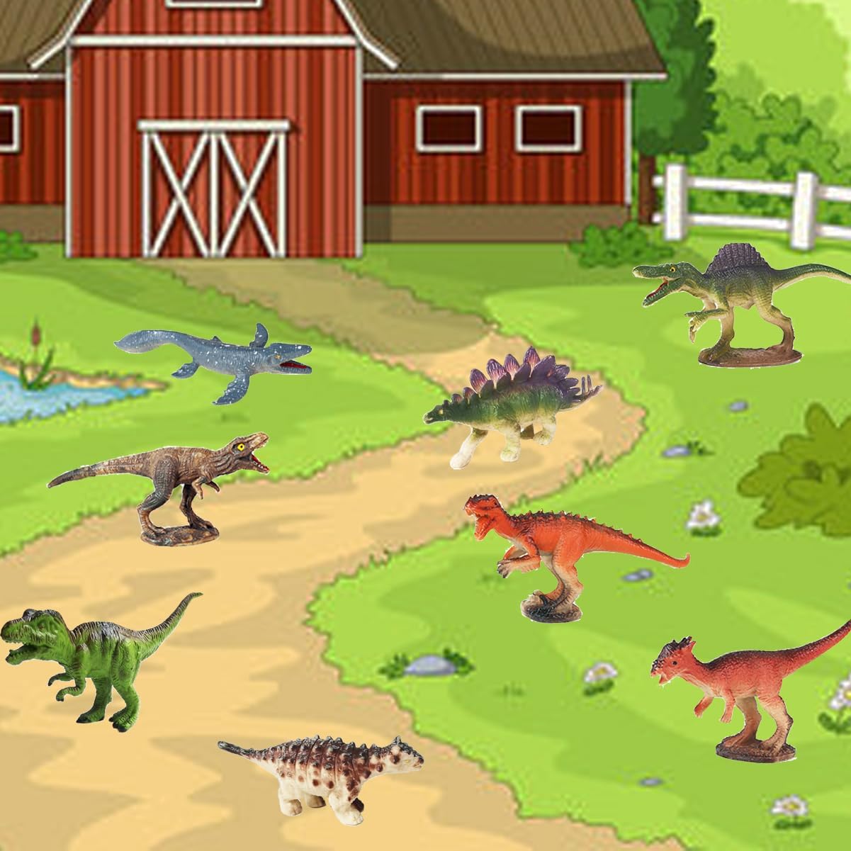 dinosaur birthday gifts set used as cake topper and party supplies