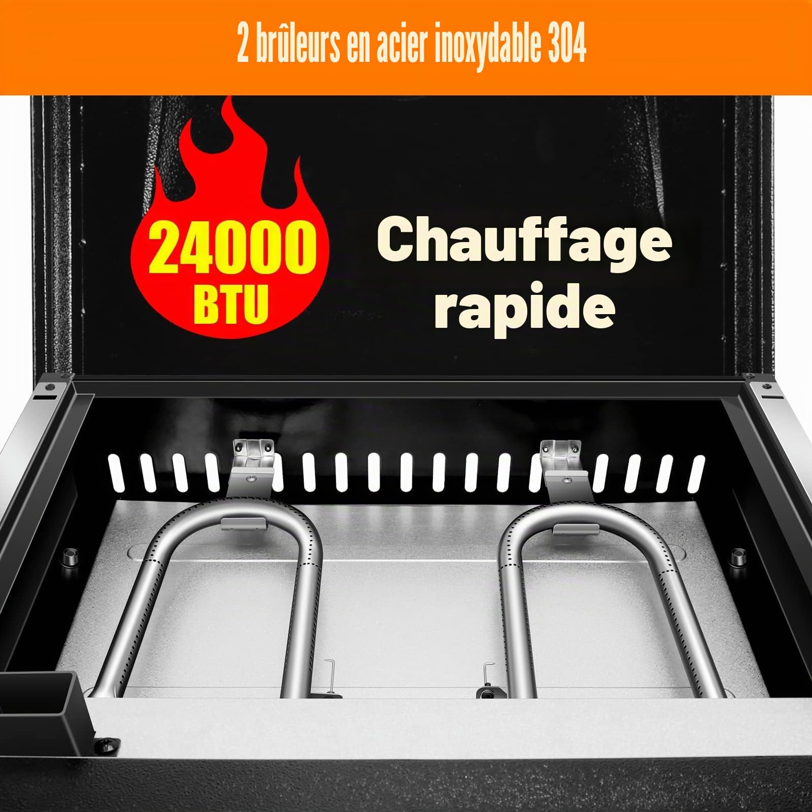 GFTIME Barbecue de table à gaz Griddle 2 brûleurs avec capot - Plancha à gaz avec dessus plat - Griddle - Barbecue au propane avec sac de transport - 22" - 48 000 BTU - Plaque de cuisson antiadhésive