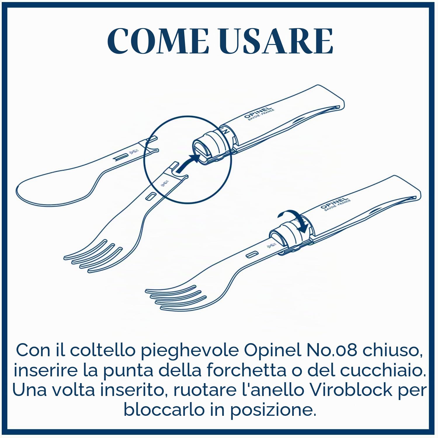 Opinel - Accessori per Picnic + - con 2 Inserti per Forchetta e Cucchiaio e Custodia per Salvietta in Microfibra - Ideale per Picnic, Campeggio, Viaggi - Fabbricazione Francese