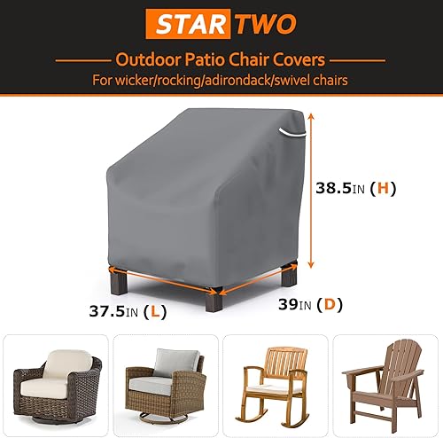 Miniatura 2 de STARTWO Paquete de 2 fundas para sillas giratorias para exteriores, impermeables, 30 pulgadas de ancho x 34 pulgadas de profundidad x 38.5 pulgadas