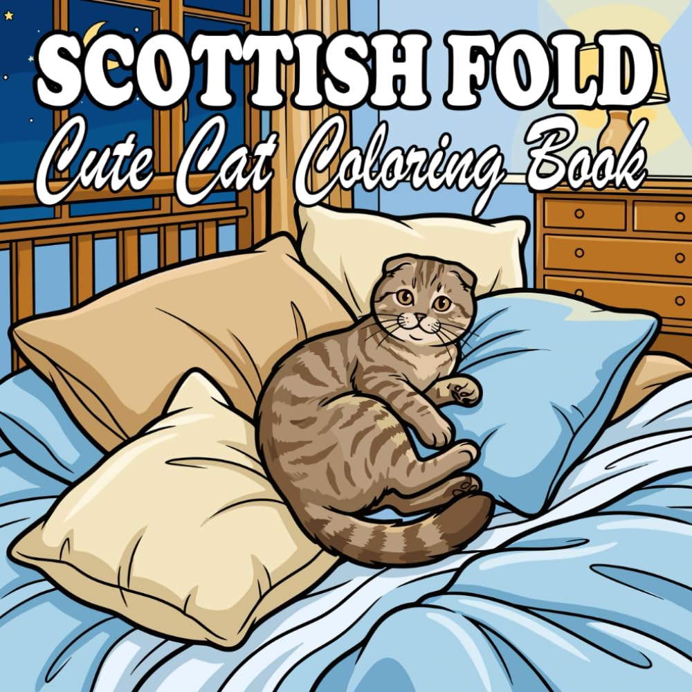 Scottish Fold Coloring Book: Cute & Cozy Folded-Ear Cats for Kids and Adults