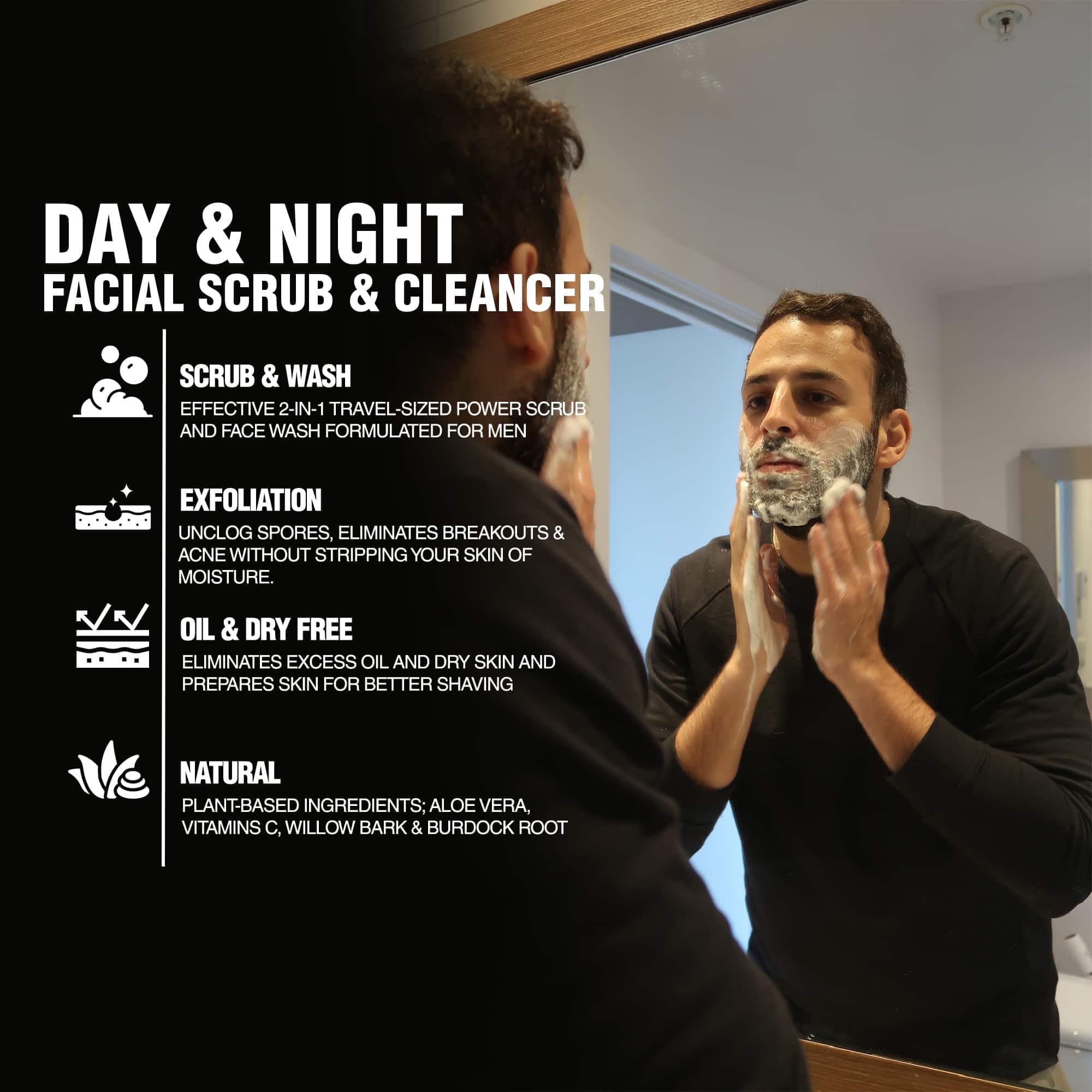 Gentlehomme - Detergente e scrub viso per uomo: detergente viso esfoliante quotidiano per uomo: ingredienti di origine vegetale