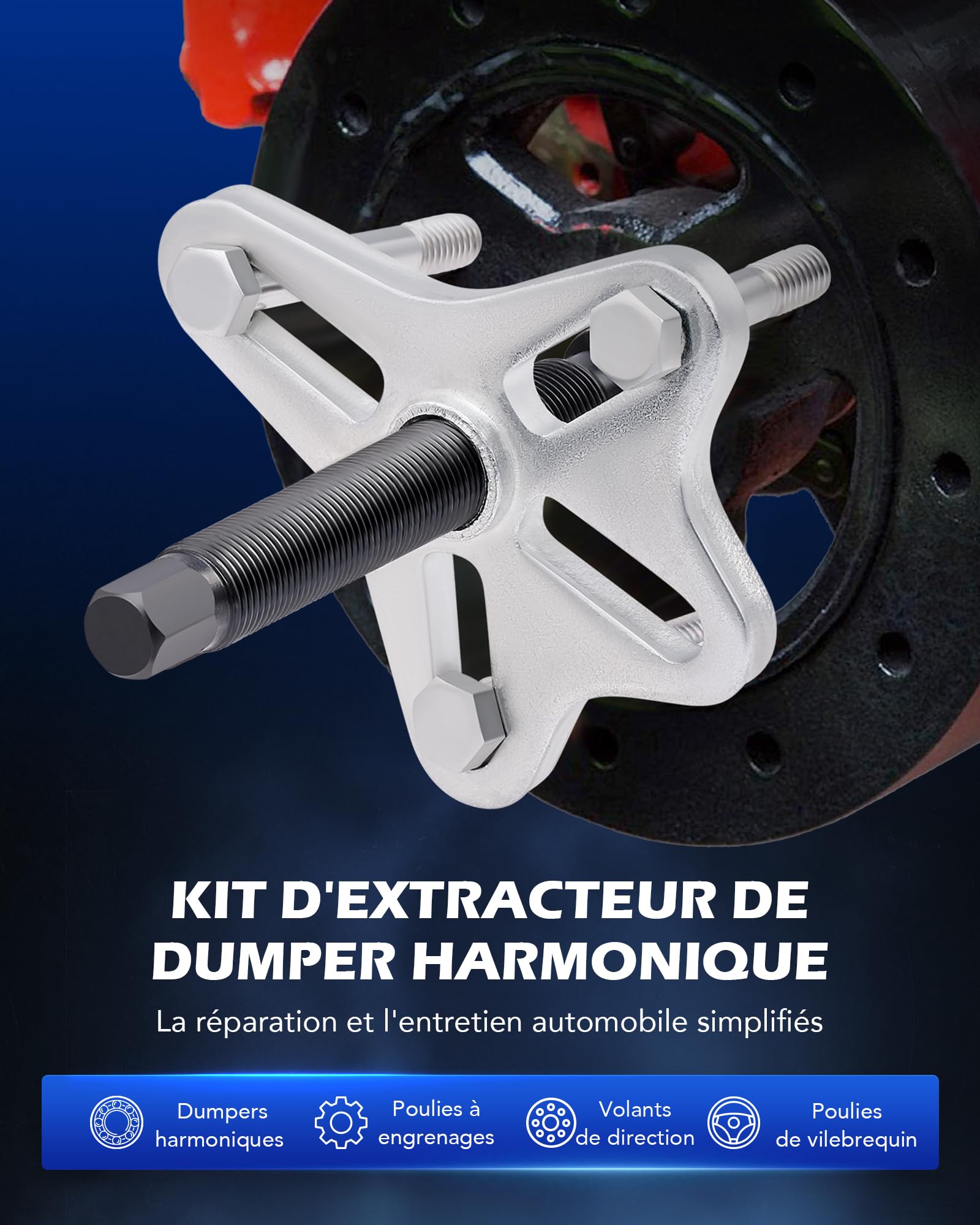 Orion Motor Tech Arrache Volant Magnétique 49 Pièces, Kit d'Arrache Volant pour Équilibreur Harmonique, Volant Moteur et Poulie de Vilebrequin, Extracteur de Poulie Universel