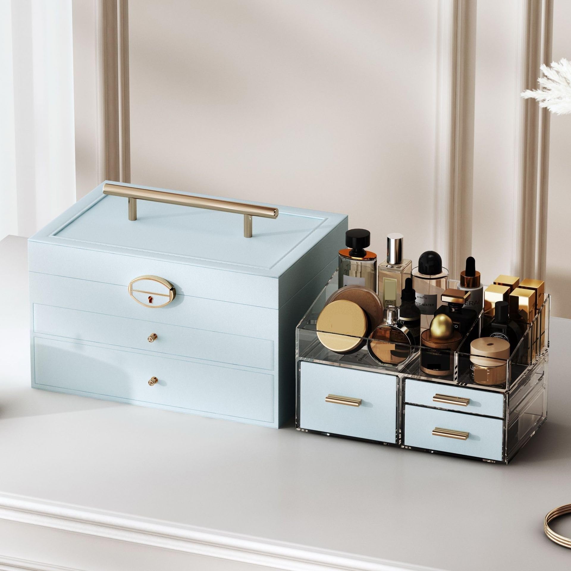schmuckkästchen Schmuckkästchen-Organizer mit Glasdeckel, 3-lagig
