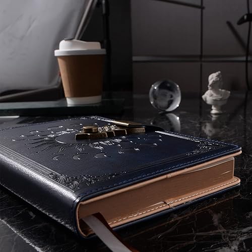 Miniatura 7 de ZXHQ Diario con cerradura para mujeres y hombres, tamaño A5 de 240 páginas con cerradura con bolígrafo, diseño de borde vintage, cuaderno de