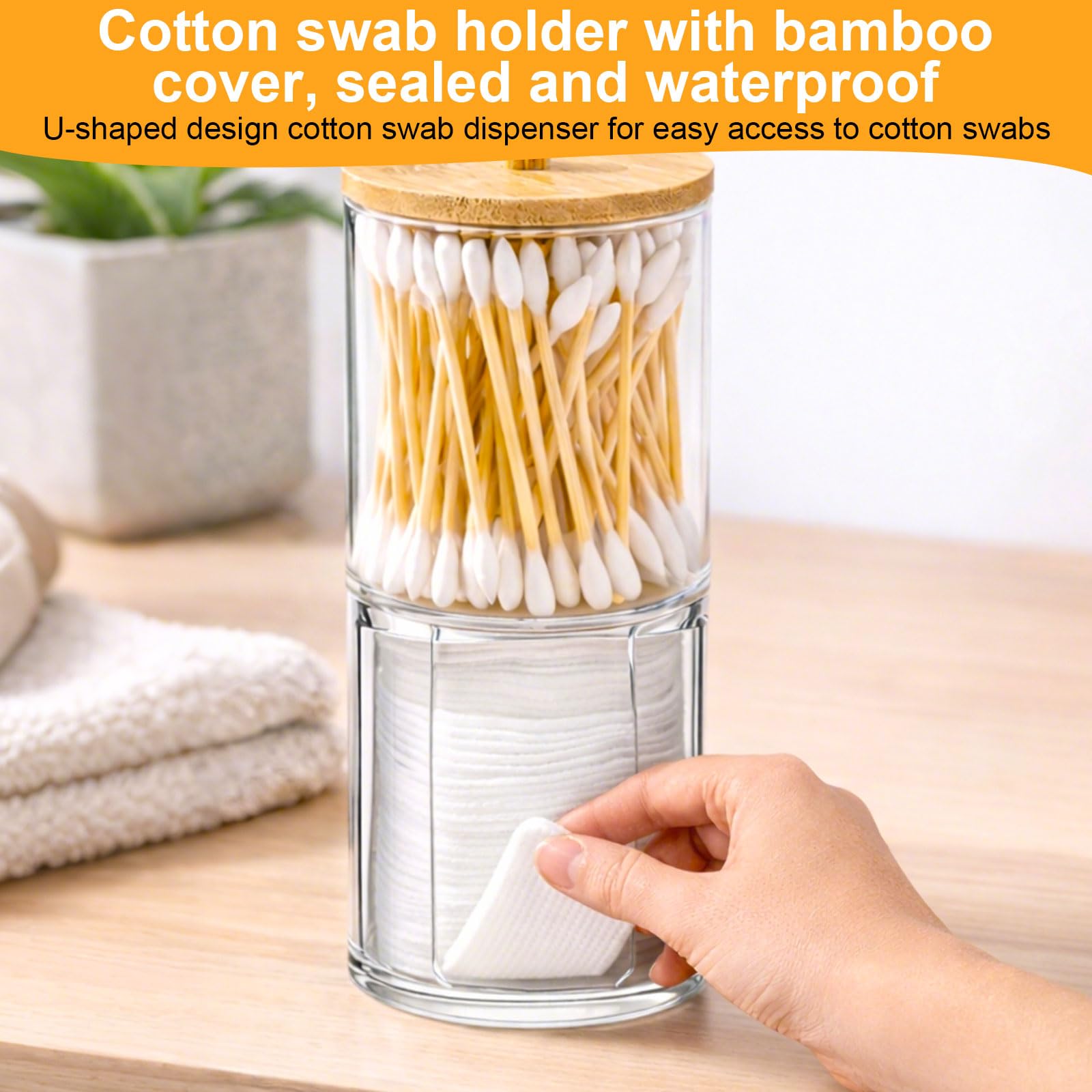 4 Piezas Dispensador Discos Desmaquillantes, Dispensadores Acrílicos de Soporte Qtip para Guardar en el Baño Y el Tocador Discos Desmaquillantes, Bastoncillos de Algodón Y Gomas para el Pelo