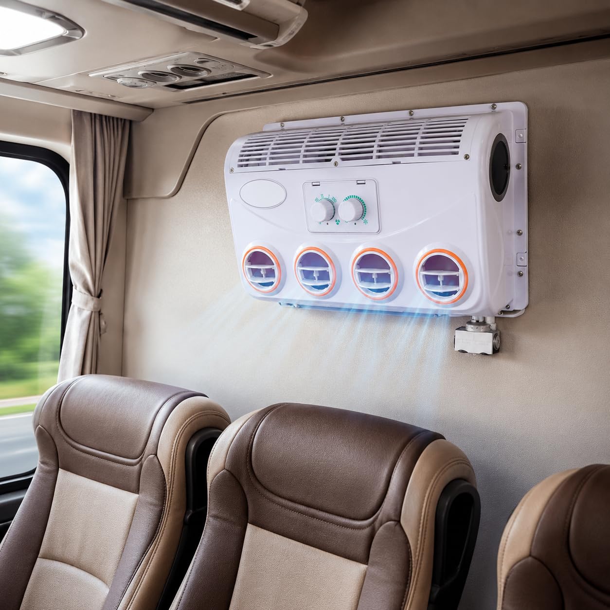 Uniwersalny klimatyzator dachowy do kampera, elektryczny parownik 12 V/24 V z wylotem obrotowym o 360° do koparek, furgonetek, przyczep kempingowych i kamperów (24V)