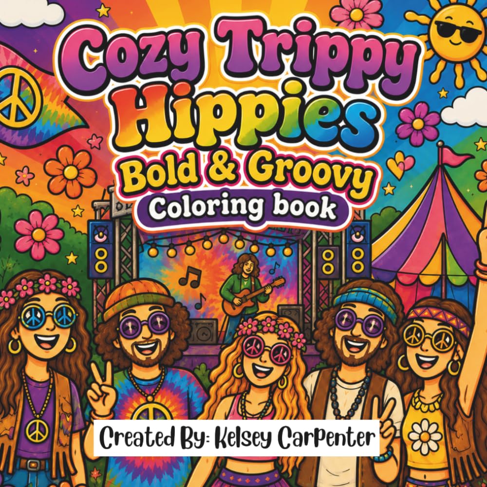 Cozy Trippy Hippies Bold & Groovy Coloring Book