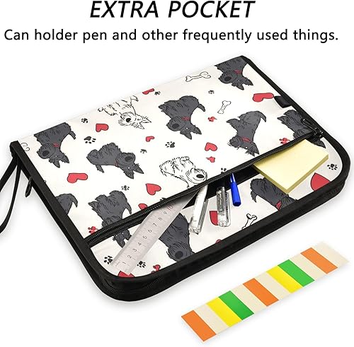 Miniatura 2 de Carpeta expandible de perro salchicha de la torre Eiffel, carpeta de archivo de acordeón de corazón rojo, tamaño A4, bolsillos de archivo,