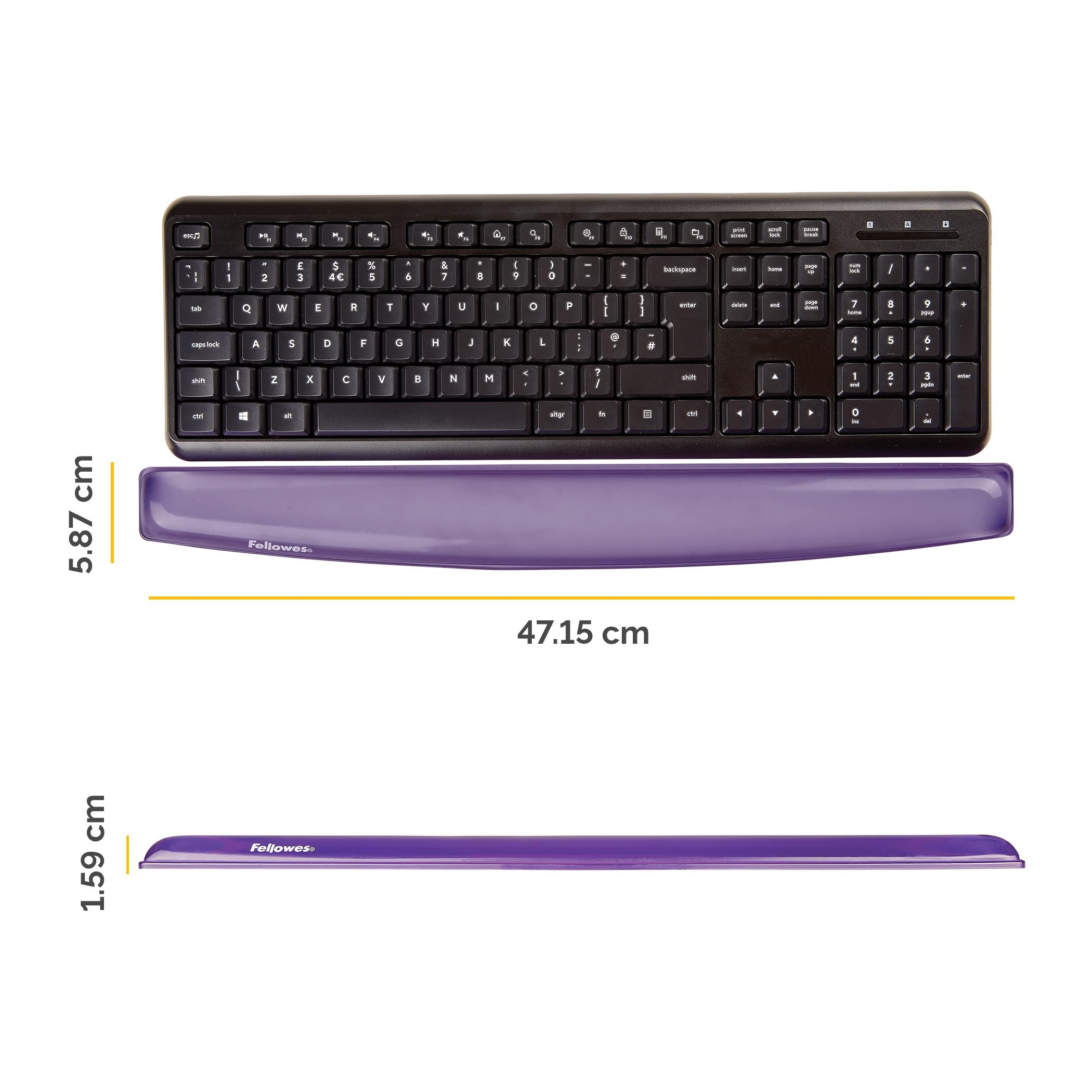 Fellowes 91441 Tapis de Souris Repose-Poignet Ergonomique Crystal Gel Violet & 91437 Repose-Poignets Ergonomique pour Clavier Crystal Gel Violet