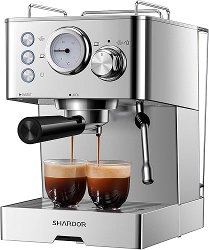 SHARDOR Máquina de café expreso, 15 bares, de calentamiento rápido, con espumador de leche, máquina manual de café con leche y capuchino para el