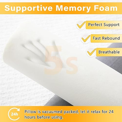 Miniatura 2 de 1 MIDDLE ONE Almohada cervical de espuma viscoelástica refrescante para apoyo del cuello y alivio del dolor, almohada cilíndrica redonda de tubo