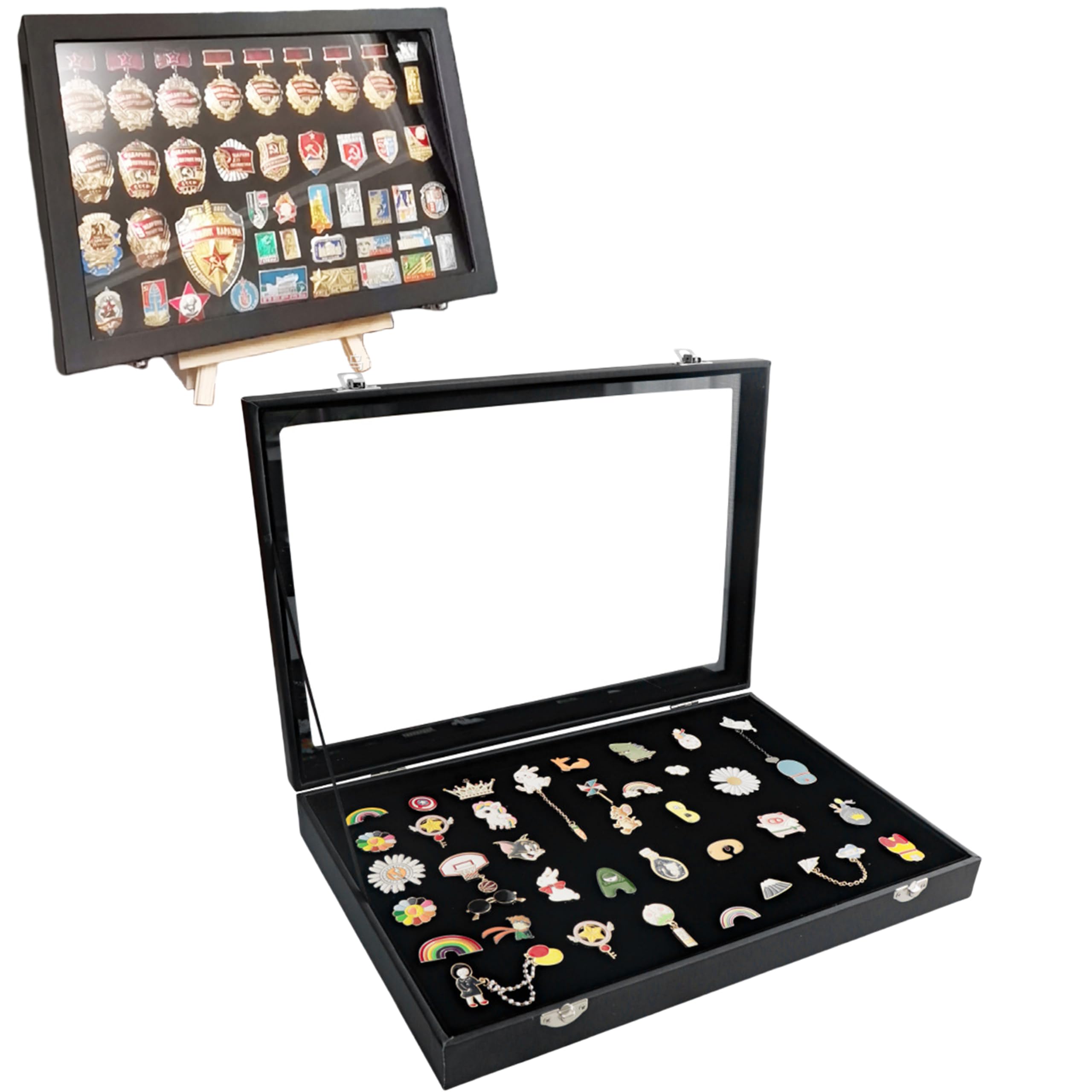 AMBOJIE Enamel Pin Display Case - Military, Insignia Ribbons, Medals, Beach Tags, Gift, Jewelry Pins, Collectibles 14