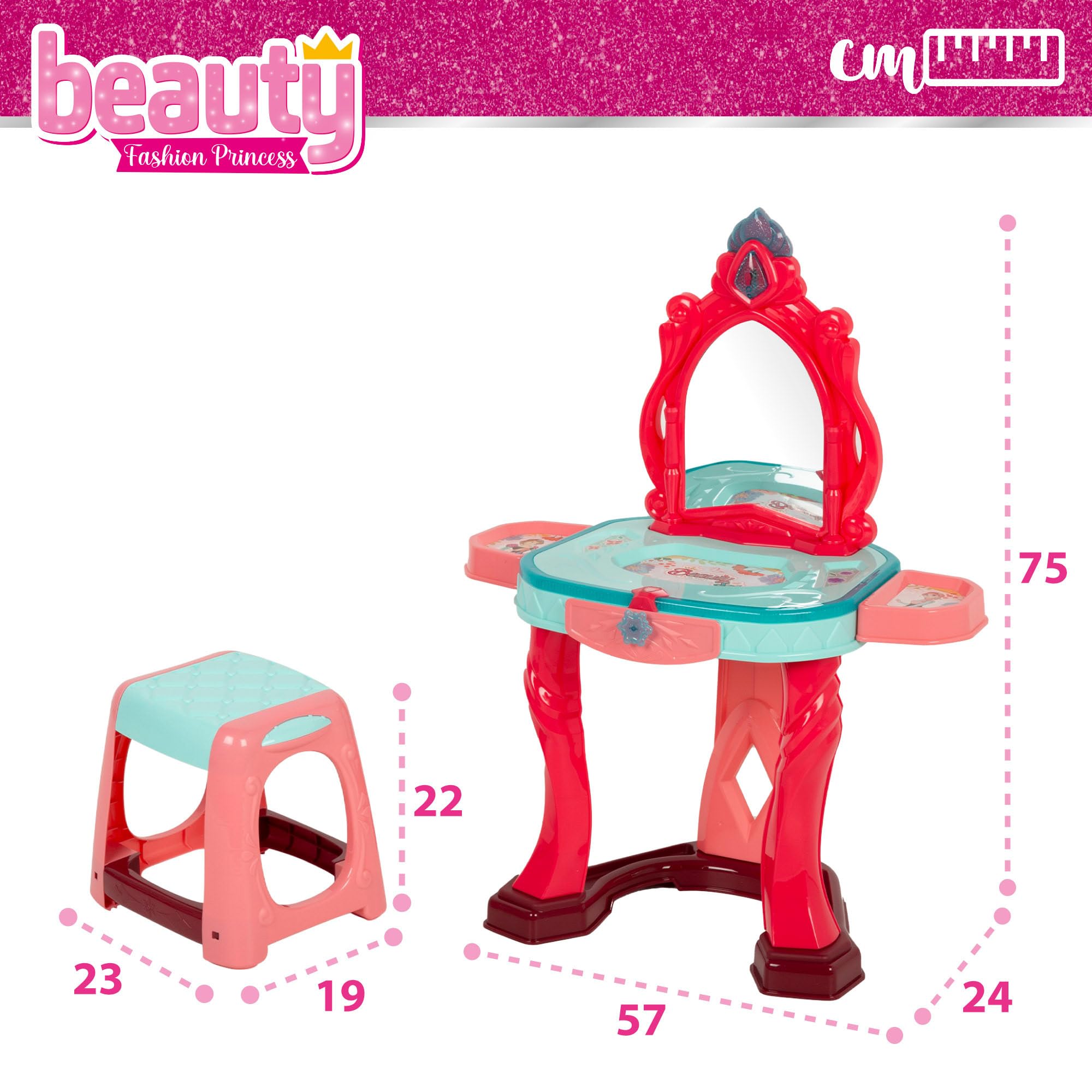 ColorBaby- Vanità Trucco per Ragazze, Colore Rosso, 57x24x75 cm, 47969