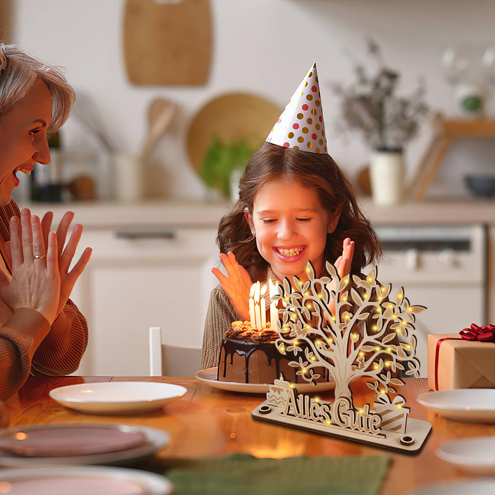 Comius Sharp Geldbaum Aus Holz Mit LED-Lichterkette – Personalisierbares Geschenk Für Geburtstag, Hochzeit & Co. – Mit Schmetterlingen Und Vögeln