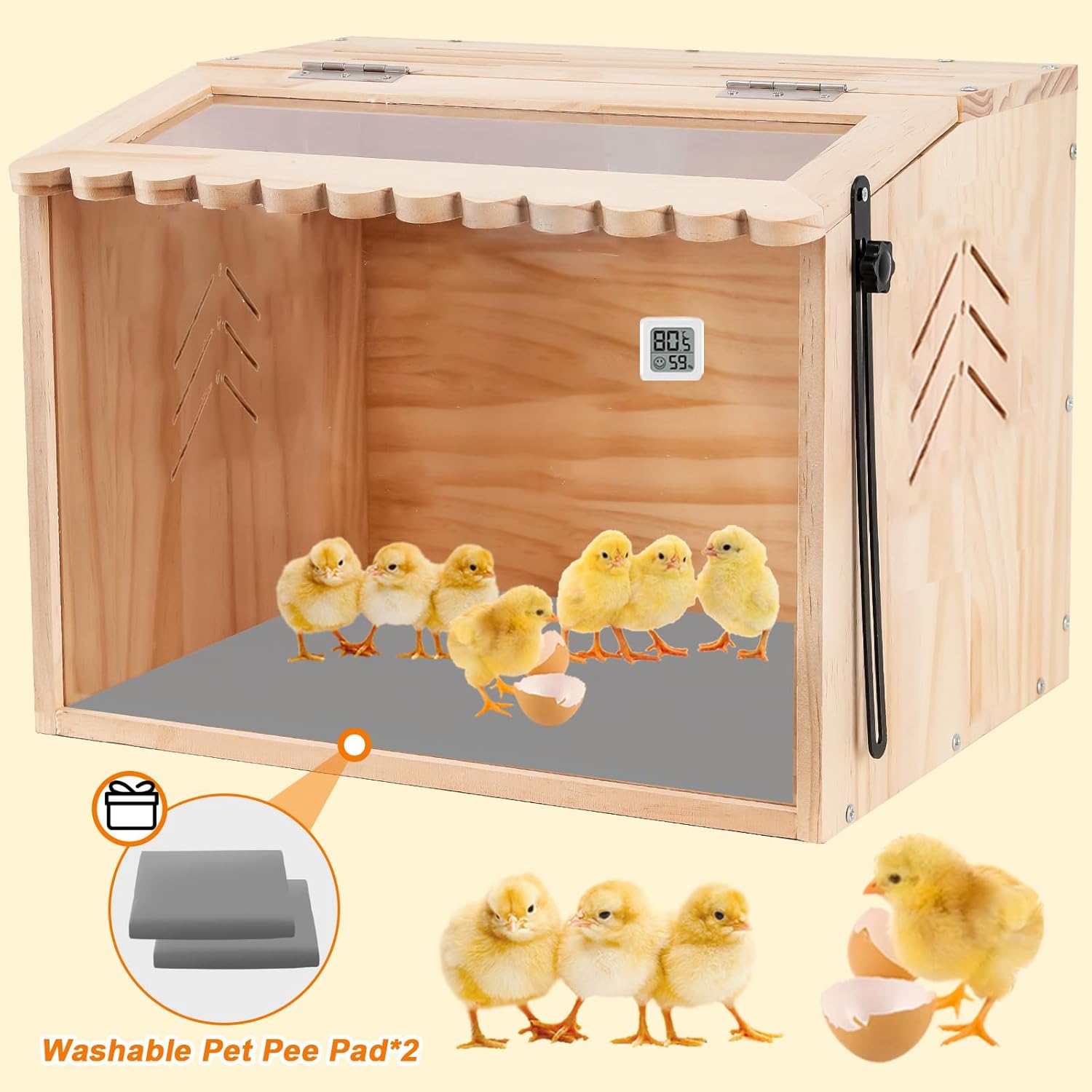Chicken Brooder Box, Brooder Box for Chicks & Quail, Small Chicken Coop Quail Cage with Heat Lamp, Ideal for Chicks, Ducks, Quails, Hamsters and Lizards (15.75 x 12 x 12 in)