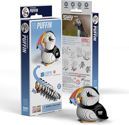 Miniatura 6 de Eugy Puffin - Rompecabezas 3D - Rompecabezas educativo ecológico de 31 piezas para niños, niñas y niños a partir de 6 años
