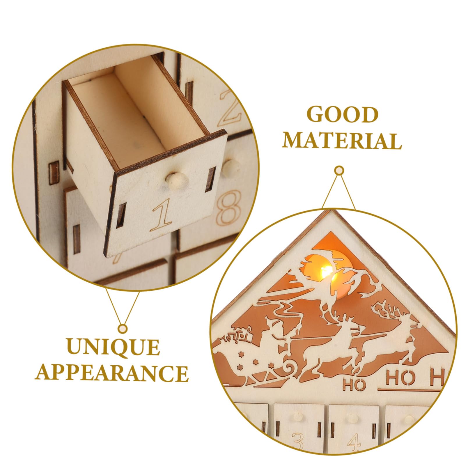 Ciieeo Calendario Avvento Legno con LED Illuminazione Ricaricabili per Countdown Natale Decorazione Natalizia in Stile Tradizionale da Tavolo con Luci Risparmio Energetico
