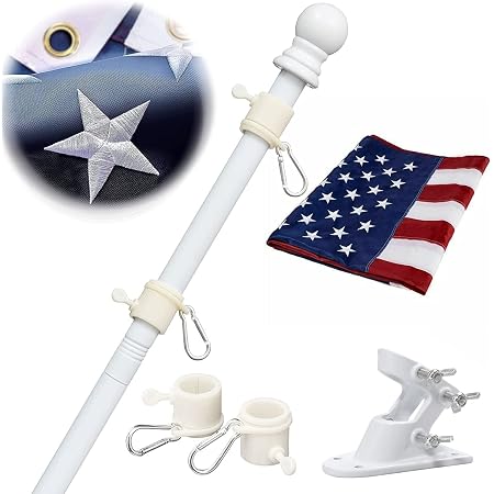 6FT American Flag Pole Kit With 3x5 Flag & Anti-Tangle Swivel - Everything Included For Easy Outdoor Setup