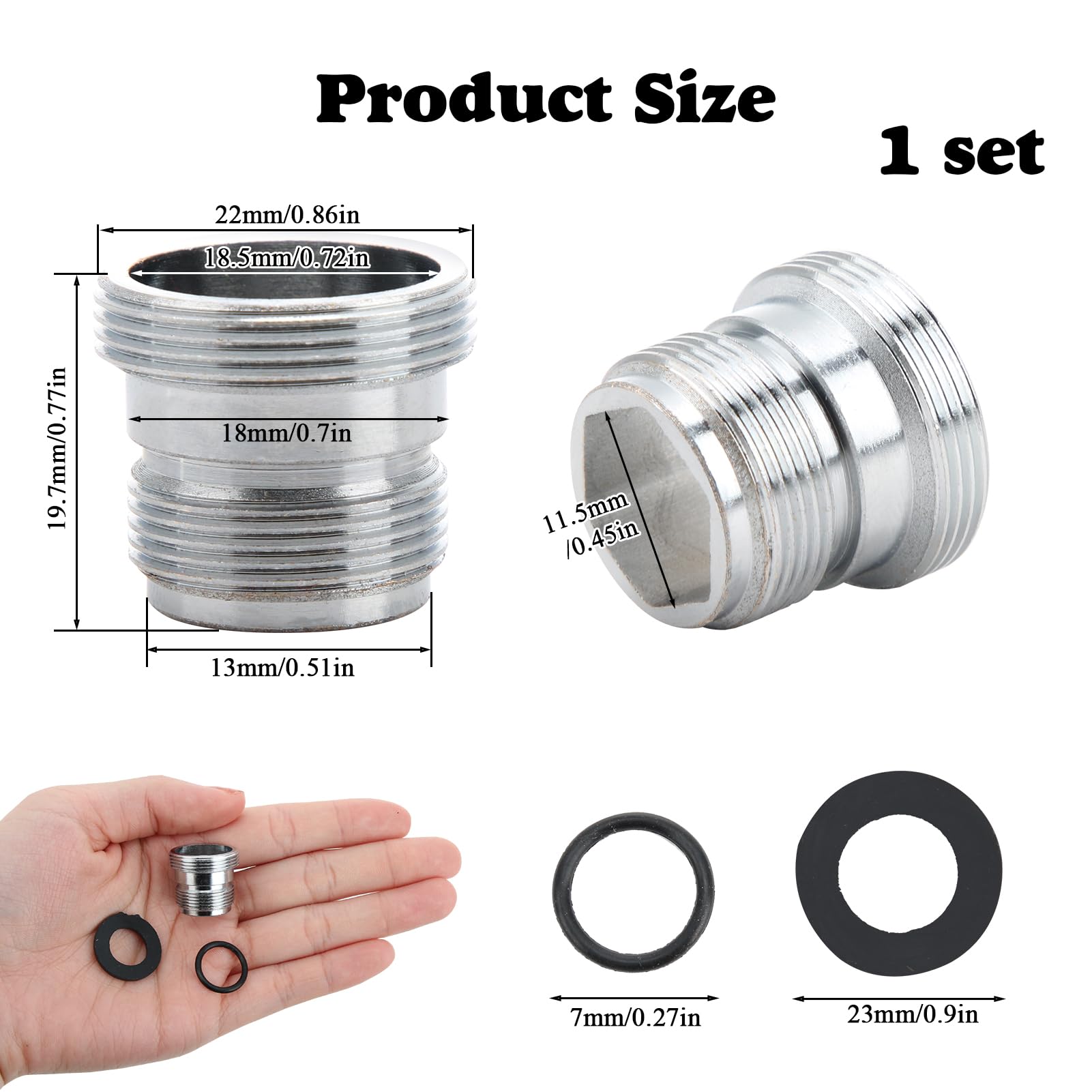 Adapter do kranu z mieszaczem M18.5 - M22 dla Ikea, Grohe, Neoperl Tj, filtr Brita, metalowe złącze do podłączenia napowietrzaczy