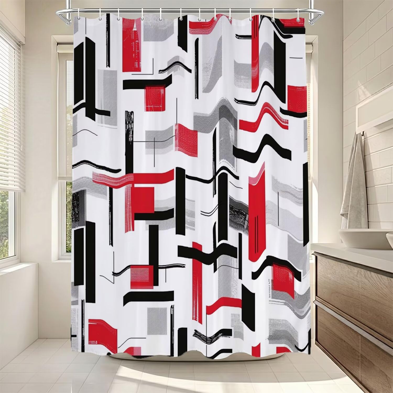 Rideau de douche imperméable et lavable en machine pour baignoire
