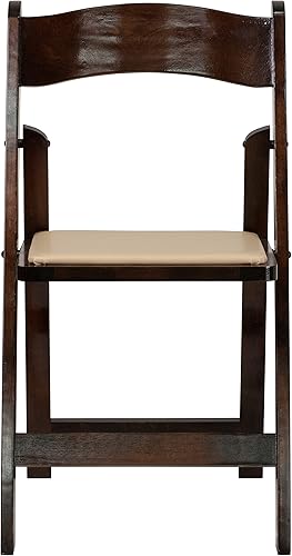 Miniatura 15 de Flash Furniture 2 Pack HERCULES Series Silla plegable de madera Fruitwood con asiento acolchado de vinilo