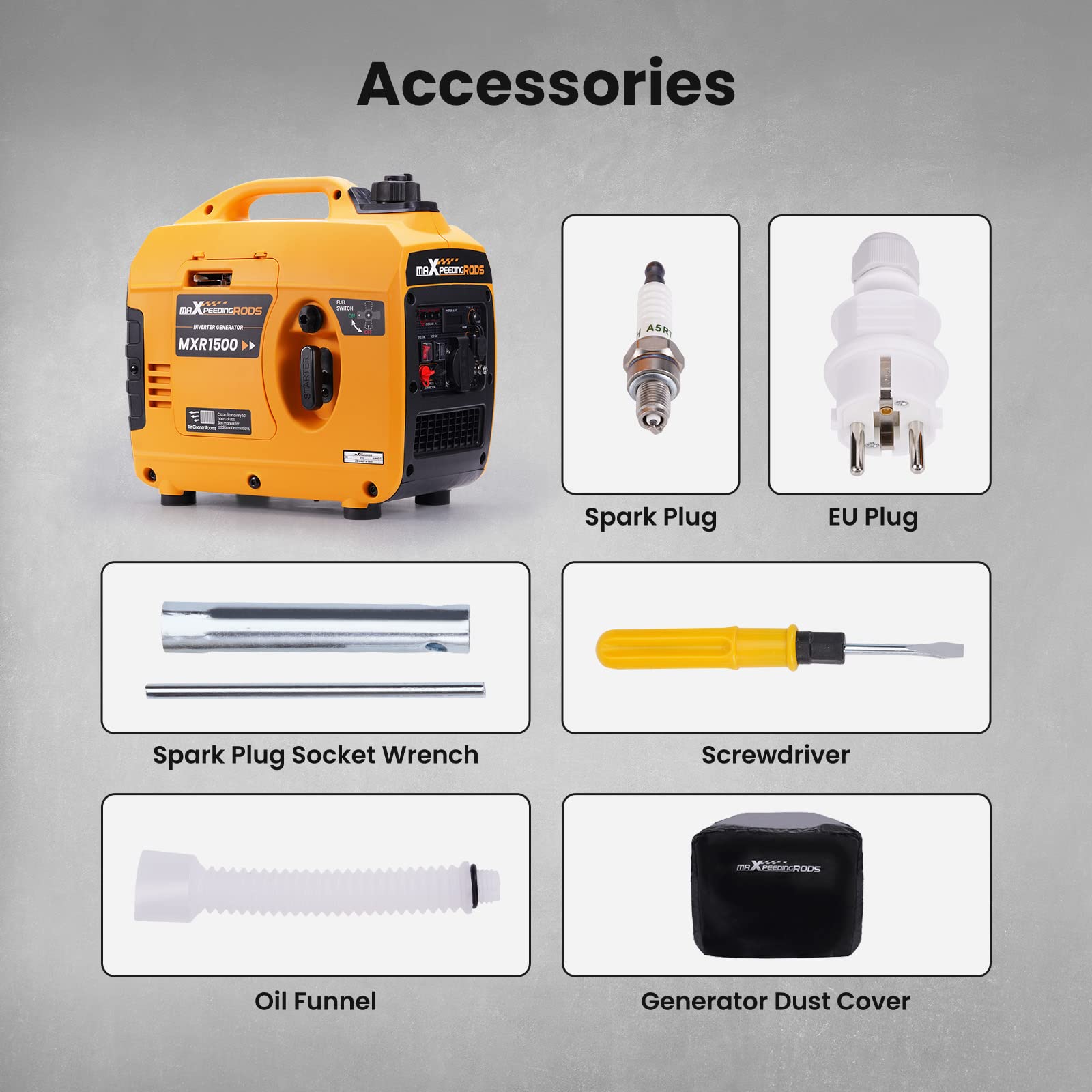 maXpeedingrods Inwerterowy generator prądu 1200 W, benzynowy, 4-suwowy | lekki jako awaryjny agregat prądotwórczy do garażu